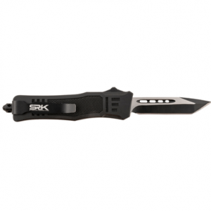 Steel River Knives Spartan Mini Knife, 2.75" OTF Tanto Plain Black/Silver 440C SS Blade/ 4.25" Black Aluminum Zinc Alloy Handle - MT616BT