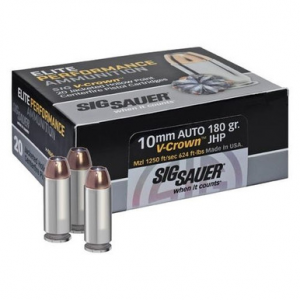  Sauer Elite Performance Ammuntion 10mm 180 Grain V-Crown JHP 20 ROund Box Ammo