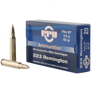 PPU Standard Rifle 223 Rem 62 gr Full Metal Jacket Boat-Tail (FMJBT) - PP223F2