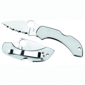 Spyderco Dragonfly 2 2.31" Folding Clip Point Serrated VG-10 SS Blade Stainless Steel Handle with Pocket Clip - C28P