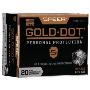 Speer Ammo 23918GD Gold Dot Personal Protection 357 Sig 125 gr Hollow Point (HP) 20 Bx