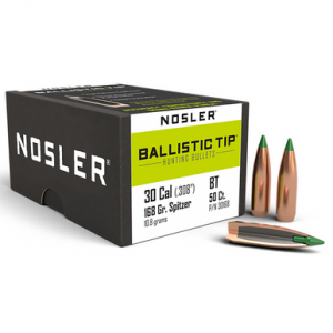 Nosler Ballistic Tip 30 Caliber 168gr Spitzer, 50 Rounds per Box - 30168