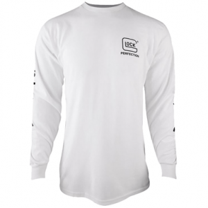 Glock Perfection Long Sleeve Tee Shirt, White Pre-Shrunk Cotton Long Sleeve Small - AP96092