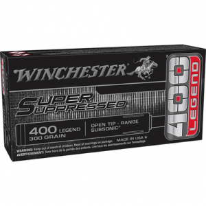 Winchester Ammo Super Suppressed Rifle Ammo, 300gr Open Tip 20 Per Box/10 Case 400 Legend - SUP400
