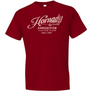 Hornady Gear Vintage Script Graphic Tee Shirt, Red Cotton Semi-Fitted XL - 31874