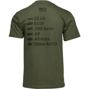Glock Caliber Tee Shirt, Military Green Ringspun Cotton Short Sleeve Small - AP96156