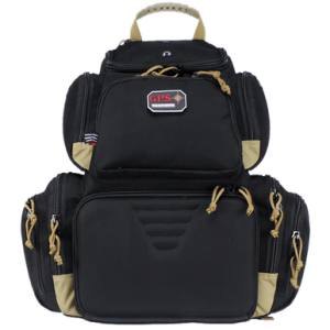 GPS Bags Handgunner Backpack, 1000D Nylon Black/Tan Heavy Duty Zipper Holds 4 Handguns - GPS1711BPBT