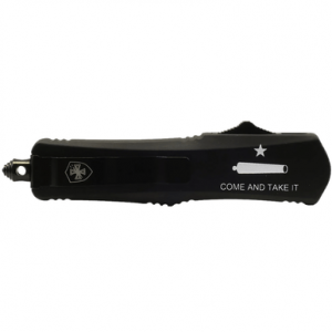 Templar Knife Come And Take It Gen II Knife, Small 2.69" OTF Tanto Part Serrated Black 440C SS Blade 4.31" Black "Come And Take It" Aluminum Handle Features Glass Breaker Includes Pocket Clip/Sheath - LCATII531