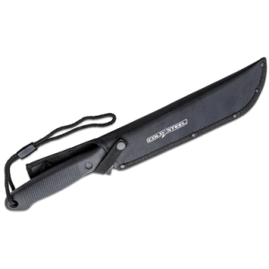 Cold Steel Axis Machete, 11" Carbon Steel Blade Black Textured Rubber Handle 18" Long Includes Sheath - CSMAAXIS