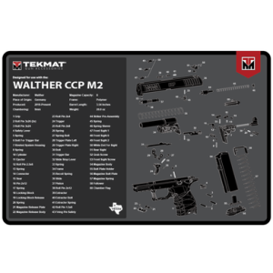 TekMat Walther CCP M2 Cleaning Mat, Black/White Rubber Oil/Water Resistant 11" x 17" - TEKR17WALCCPM2
