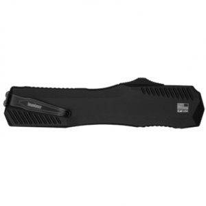 Kershaw Livewire Knife, Automatic 3.45" OTF Spear Point Plain Black PVD CPM MagnaCut Steel Blade Black Anodized Aluminum Handle - 9000DE
