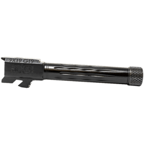 Faxon Firearms Match Series Barrel, Black Nitride 416R Stainless Steel Flame Fluted/Target Crown Barrel 9mm Luger Compatible w/Glock 45 Glock 19 Gen2-5 - GB910N19LGQT