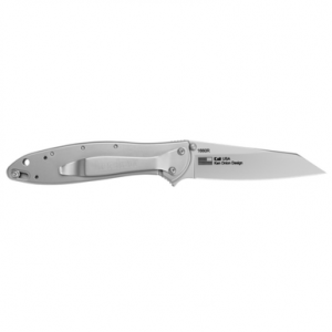 Kershaw Leek Random Knife, EDC 3" Folding Reverse Tanto Plain Bead Blasted 14C28N Steel Blade Silver Stainless Steel Handle - 1660R