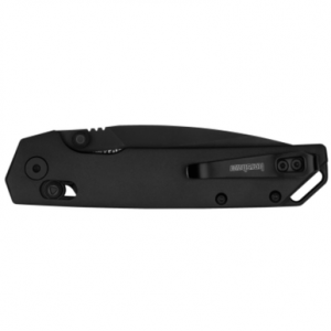 Kershaw Iridium Knife, 3.45" Folding Reverse Tanto Plain Black Oxide D2 Steel Blade Black Anodized Aluminum Handle - 2038RBLK
