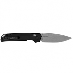 Kershaw Launch Iridium Knife, Automatic 3.45" Folding Spear Point Plain Stonewashed CPM MagnaCut Steel Blade Black Anodized Aluminum Handle - 7038