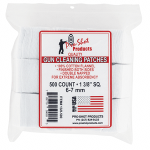 Pro-Shot Cleaning Patches, 1.38" Cotton Flannel 500 Per Pkg Rifle 6mm/7mm - 138500