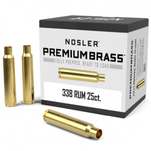 Nosler Premium Brass Unprimed Cases, Brass 25Count 338 RUM - 11912