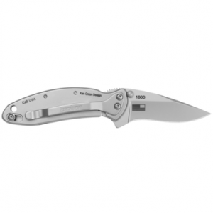 Kershaw Chive EDC Knife, 1.90" Folding Drop Point Plain Bead Blasted 420HC SS Blade Bead Blasted Stainless Steel Handle - 1600