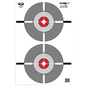 Birchwood Casey EZE-Scorer Paper Target, Double Bullseye Hanging Paper 12" x 18" Gray/Red 10 Pack - BC-37207