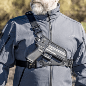Galco High Ready Chest Holster, Fits Chest Up To 58" Black Kydex/Nylon Fits Ruger .357 Blackhawk 5.50" Right Hand - HR166B