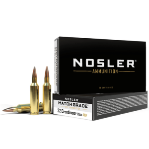 Nosler Match Grade Rifle Ammo, 85gr RDF Hollow Point Boat Tail 20 Per Box/10 Case 22 Creedmoor - 51297