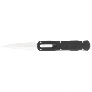 CobraTec Knives Raptor Knife, 3.13" OTF Dagger Plain D2 Steel Blade 4.50" Black Aluminum Handle - CTRPTBLKDAGNS