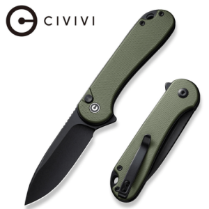 Civivi Knives Elementum II EDC Knife, 2.96" Folding Drop Point Plain Black Stonewashed Nitro-V Steel Blade OD Green Textured G10 Handle - C18062P-3