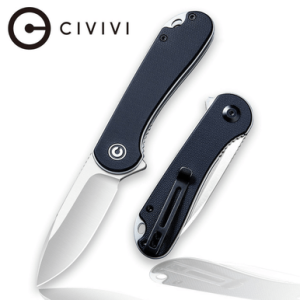 Civivi Knives Elementum Knife, 2.96" Folding Plain Satin D2 Steel Blade 4.03" Black Textured G10 Handle - C907A