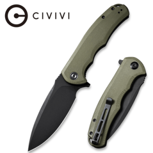 Civivi Knives Praxis Knife, 3.75" Folding Plain Black Stonewashed 9Cr18MoV SS Blade OD Green Textured G10 Handle - C803F
