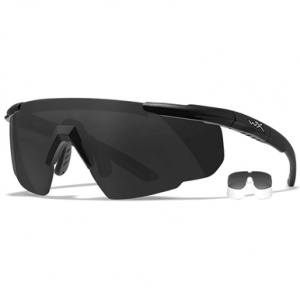 Wiley X Saber Advanced Safety Glasses, Matte Black Frame Polycarbonate 100% UV Rating with Smoke Grey / Clear Lenses - 315