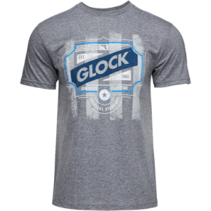 Glock Blue Line Tee Shirt, Gray Ringspun Cotton/Polyester Short Sleeve Large - AP96207