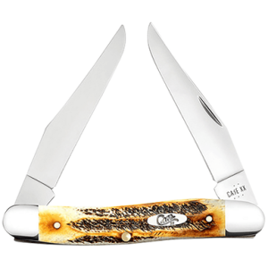 Case 6.5 Bonestag Muskrat Folding Knife, 2 2.88" Clip Point Blade Stag Antler Handle - 65346