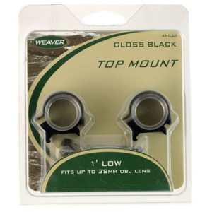 Weaver Mounts 49071 Scope Ring Set Top Mount Medium Quick Detach 1" Black Steel