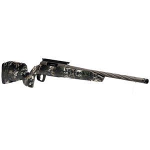 Savage Arms Axis 2 Pro Rifle, 20" Gun Metal Bronze Cerakote Spiral Fluted Threaded Barrel Gun Metal Bronze Cerakote Picatinny Rail Carbon Steel Receiver Fixed w/Pistol Grip Textured Forest SP Camo Right Hand Compact 4+1 7mm-08 Rem - 32376
