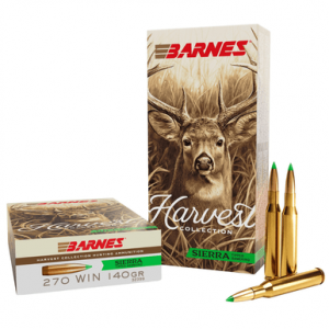 Barnes Bullets Harvest Rifle Cartridges, 140gr Sierra Tipped GameKing 20 Per Box/10 Case 270Win - 32399
