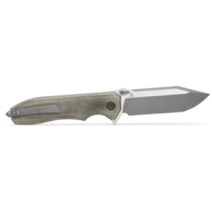 Sig Sauer Knives Validus Knife, 3.78" Folding Modified Tanto Plain Dark Acid Stonewash/Satin M390 Steel Blade 4.76" Green Canvas Micarta Handle - VA9GT