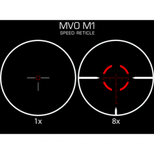 Meprolight USA 901245701 MVO Matte Black Anodized 1-8x28mm 34mm Tube, Illuminated M1 MRAD Etched Green/Red Reticle