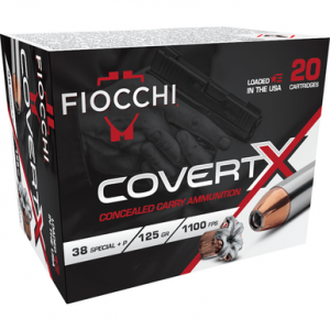 Fiocchi CovertX Ammo, 125gr Jacketed Hollow Point 20 Per Box/10 Case 38 Special +P - 38CCWA