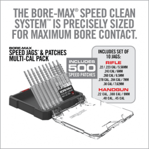 Real Avid Bore-Max Jag & Patch Set, Nickel-Plated 10 Jags 500 Patches (3 Different Sizes) Multi-Caliber - AVBMJAGS