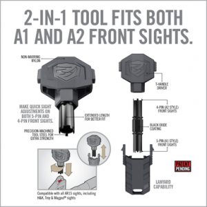 Real Avid Front Sight Adjuster Pro, Black/Gray for 4 & 5 Pin Sight (AR-15) - AVARFSAPRO