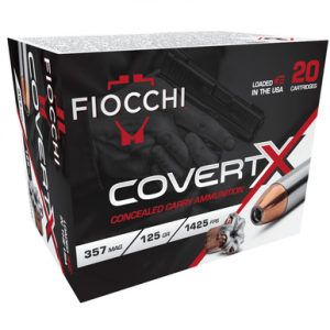 Fiocchi CovertX Ammo, 125gr Jacketed Hollow Point 20 Per Box/10 Case 357 Mag - 357CCWA