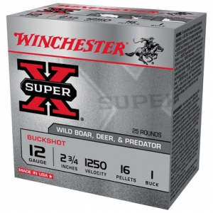 chester XB121VP25 Super X 12 Gauge 2.75 16 Pellets 1 Buck Shot 25 Per Box Ammo