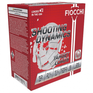 Fiocchi Shooting Dynamics Cartridges, 2.75" 1 1/8oz 8Shot 25 Per Box/10 Case 12 Gauge - 12SD18X8
