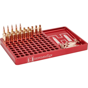 Hornady Reloading Block, Red Aluminum Capacity 100rd 308 Win/6.5 Creedmoor - 480043