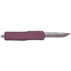 Great Lakes Firearms GLFA Knife, Medium 3.50" OTF Plain Steel Blade Black Cherry Cerakote Aluminum Handle 8" OAL - GLKMDSMTCHY