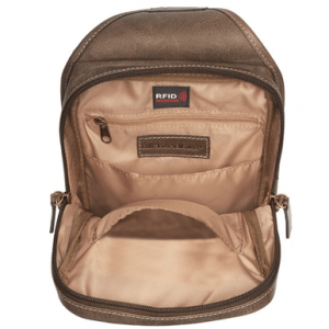 Gun Tote'n Mamas/Kingport Mini Sling Concealed Carry Bag, Distressed Buffalo Cross-Body Bag Brown Leather 3 Compartments Zipper - GTMCZY110BRN