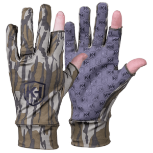 Moultrie Run N Gun Gloves, Mossy Oak Bottomland Fingertipless OSFM 92% Polyester / 8% Spandex - KHT0211