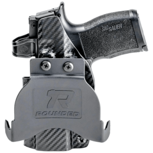 Rounded Gear Paddle Holster, OWB Black Carbon Fiber Kydex Right Hand Fits Sig P365 - SSRP365TLR7CFRHOWBPDL
