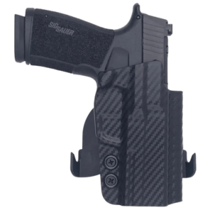 Rounded Gear Paddle Holster, OWB Black Carbon Fiber Kydex Right Hand Fits Sig P365 X Macro - SSRP365XMACROTLR7SUBCF
