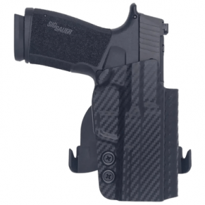 Rounded Gear Paddle Holster, OWB Black Carbon Fiber Kydex Right Hand Fits Sig Sauer P365 X-Macro - SSRP365XMACROCFRHOW